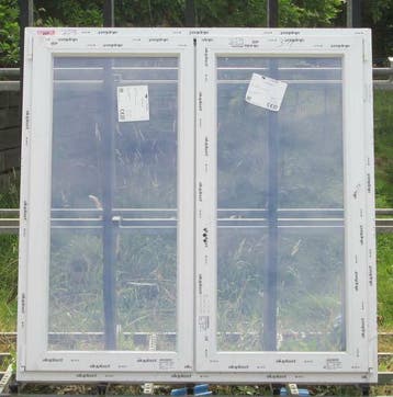 pvc raam , chassis van 137 x 139  wit / kwartsgrijs, Doe-het-zelf en Bouw, Nieuw