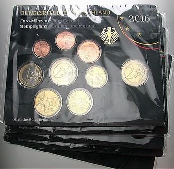 5 x 5,88 Euro,munten set 1 Cent-2 Euro 2016 A, D, F, G, J..., Postzegels en Munten, Munten | Europa | Euromunten, Verzenden, België
