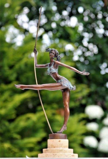 Statue, paaldanseres - 41 cm - bronze et marbre, Antiquités & Art