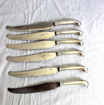 Tafelmessenset (6) - .925 zilver, .934 zilver - antiek