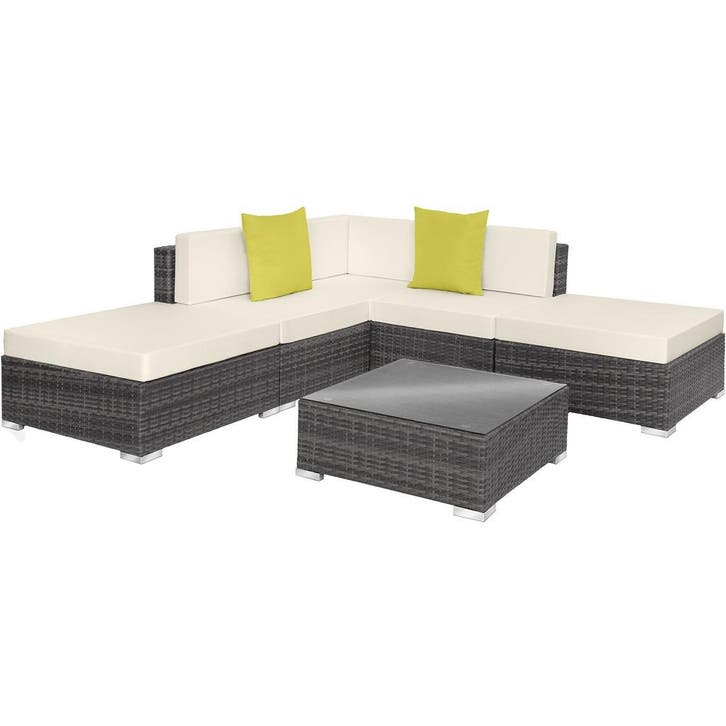 tectake Rotanlounge met aluminium frame Paris - grijs, Tuin en Terras, Tuinsets en Loungesets, Verzenden