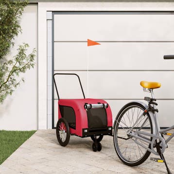 vidaXL Hondenfietstrailer oxford stof en ijzer rood en zwart, Verzenden, Nieuw