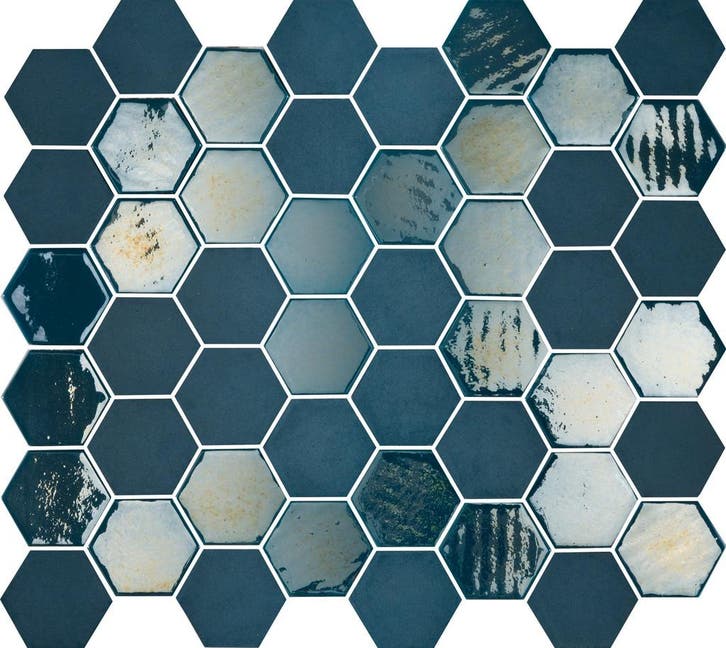 Wand Mozaïek Tegels Factory Hexagon Keramiek Blauw - Matj.., Doe-het-zelf en Bouw, Tegels, 20 tot 40 cm, 20 tot 40 cm, 10 m² of meer