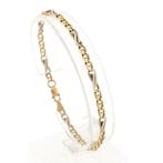 Bicolor gouden fantasie schakel armband (Schakelarmband), Ophalen of Verzenden, Gebruikt, Overige kleuren, Goud