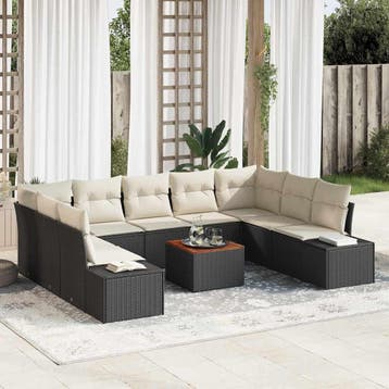 vidaXL Tuinbank Set 10 st Zwart en wit, Tuin en Terras, Verzenden, Nieuw