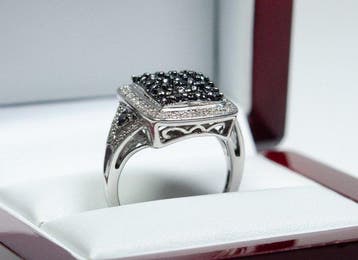 Zonder minimumprijs - Ring - 925 zilver - 1,30 ct zwarte en