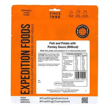Vis en Aardappel met Peterseliesaus - Expedition Foods, Verzenden