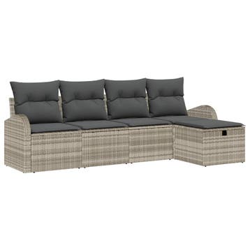 vidaXL Bankstel 5 st Lichtgrijs poly rattan, Verzenden, Nieuw