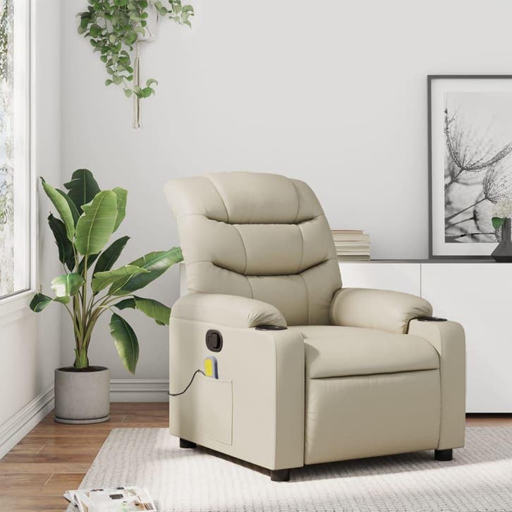 vidaXL Massagestoel van kunstleer in crèmekleur, Huis en Inrichting, Fauteuils, Nieuw, Verzenden