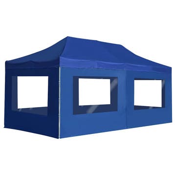 vidaXL Partytent inklapbaar met wanden 6x3 m aluminium blauw, Verzenden, Nieuw