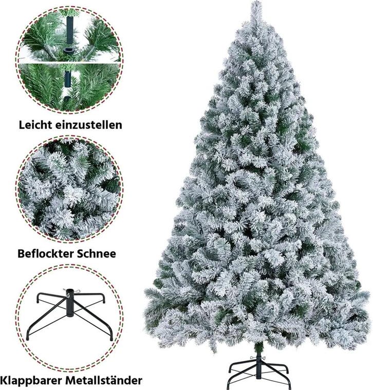 2dekans | Yaheetech Kunstkerstboom 228 cm – Groen/Wit – Ø140, Divers, Noël, Enlèvement ou Envoi