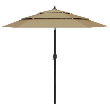 vidaXL Parasol 3-laags met aluminium paal 2,5 m taupe, Verzenden, Nieuw