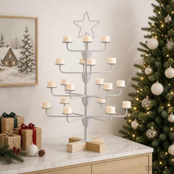 vidaXL Metalen kerstboom met houder KUOPIO 60 cm Staal Wit, Verzenden, Nieuw