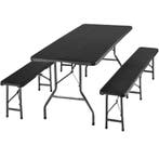 tectake Campingtafelset Vani inklapbaar in wicker-look - zwa, Verzenden, Nieuw