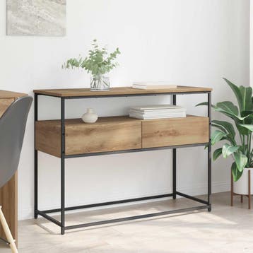 vidaXL Wandtafel Artisan Eiken 100 x 40 x 75 cm Bewerkt hout, Verzenden, Nieuw