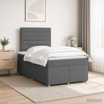 vidaXL Boxspringbed met matras Donkergrijs 120 x 190 cm Stof, Verzenden, Nieuw