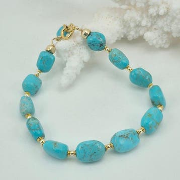 Turquoise - Argent, Plaqué or - Bracelet - TURCHESE ARIZONA