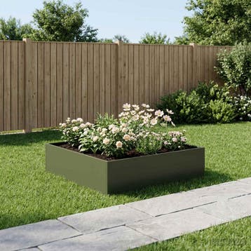 vidaXL Plantenbak Olijfgroen 100 x 100 x 30 cm Koudgewalst, Verzenden, Nieuw