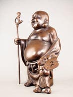 Hotei  Groot formaat Een van de Zeven Geluksgoden - Brons