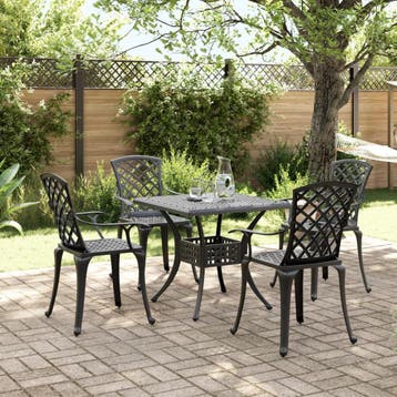vidaXL 5-delige Tuinset gietaluminium zwart, Verzenden, Nieuw, Tuinset