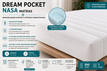 Dream NASA pocketveringsmatras 500 - 180/200, Maison & Meubles, Matras