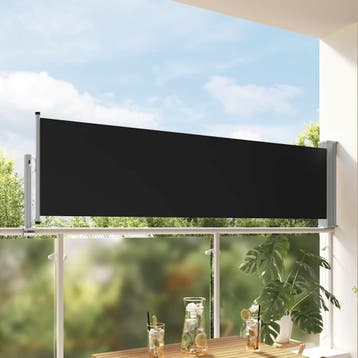 vidaXL Tuinscherm uittrekbaar 80x300 cm zwart, Verzenden