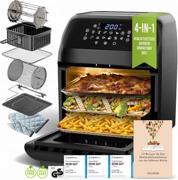 Airfryer oven XXL - heteluchtfriteuse - 12L - 1800W - Zwart, Verzenden