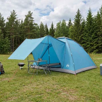 vidaXL Kamperen tent 6-persoons Blauw Polyester en Staal, Verzenden