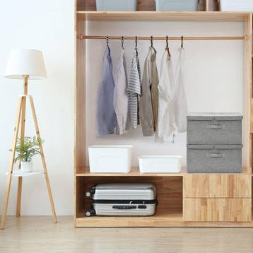 vidaXL Opbergboxen 2 st 50x30x25 cm stof grijs, Verzenden