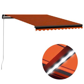 vidaXL Luifel handmatig uittrekbaar met LED 350x250 cm, Verzenden