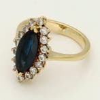 Ring - 14 karaat Geel goud Saffier - Diamant, Nieuw