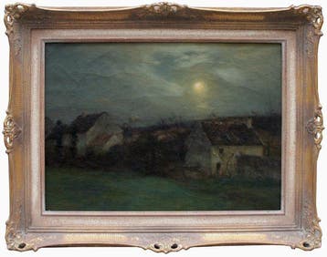 Paul Joseph Meslé (1855-1929) - Moonrize over the village, Antiquités & Art