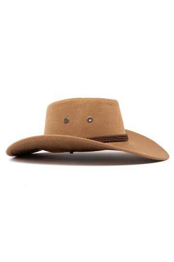 KIMU® Cowboyhoed Lichtbruin Suedelook Lichtgewicht PU Suede, Ophalen of Verzenden, Nieuw
