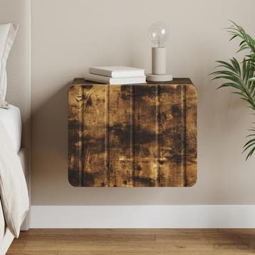 vidaXL Muurbevestigde Nachttafel Gerookt eiken 33 x 34,5 x, Verzenden, Nieuw