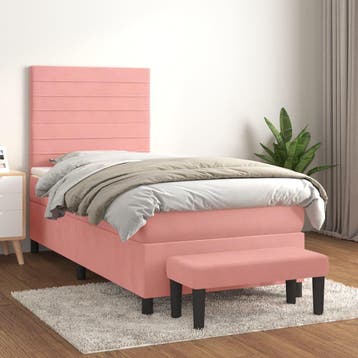 vidaXL Boxspring met matras fluweel roze 80x200 cm, Verzenden, Nieuw