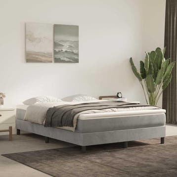 vidaXL Boxspring met matras fluweel lichtgrijs 140x200 cm, Verzenden, Nieuw