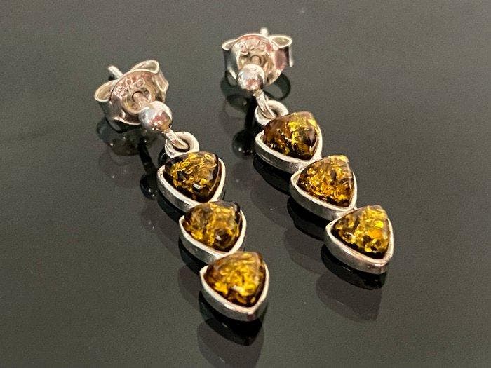Ambachtelijke 925 zilveren oorbellen met drielaags, Verzamelen, Mineralen en Fossielen