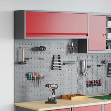 vidaXL Gereedschapskast Set met plank 3 st Rood Gepoedercoat, Verzenden, Nieuw