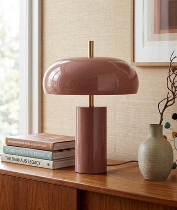 Tafellamp - Metaal - Roze lamp champignon, Antiek en Kunst