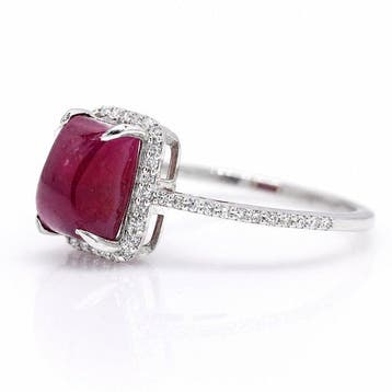 Zonder minimumprijs - Ring Platina - 3.28ct. tw. Robijn -, Handtassen en Accessoires, Nieuw