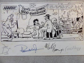 Sjors en Sjimmie - origineel strookje - getekend door Robert, Boeken, Nieuw