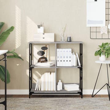 vidaXL Boekenrek 78,5x33x82 cm bewerkt hout grijs sonoma, Huis en Inrichting, Verzenden, Nieuw