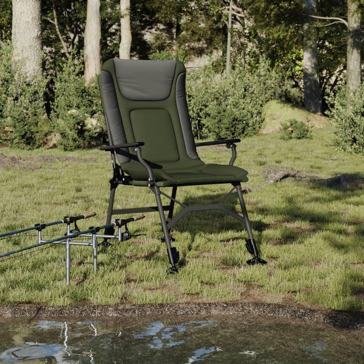 vidaXL Visstoel met armleuning inklapbaar groen, Tuin en Terras, Tuinstoelen, Nieuw, Verzenden
