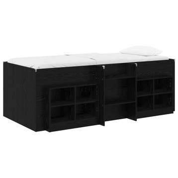 vidaXL Loft Bed Frame met Kast met plank 3 st Zwart eiken, Verzenden, Nieuw