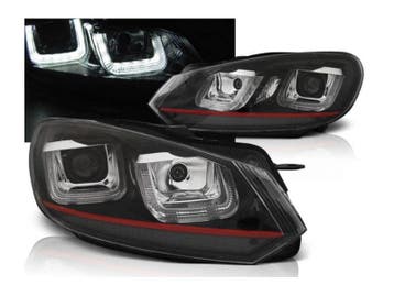 U-LED koplampen Black Red geschikt voor VW Golf 6, Auto-onderdelen, Verzenden, Nieuw, Volkswagen