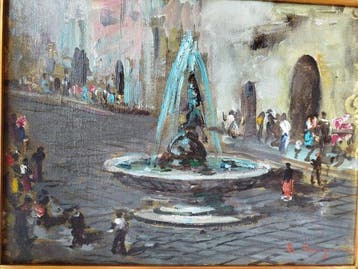 Roberto Carignani (1894-1975) - Piazza napoletana con