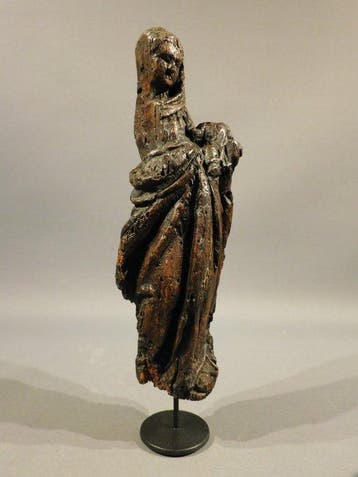 Sculpture, Maria met Kind - 17e eeuw - 26 cm - Chêne, Antiek en Kunst