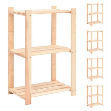 vidaXL Opbergrekken 3-laags 5 st 60x38x90 cm massief, Verzenden