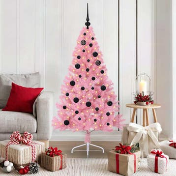 vidaXL Kunststof Voorverlichte Kerstboom met 150 LED Roze, Verzenden