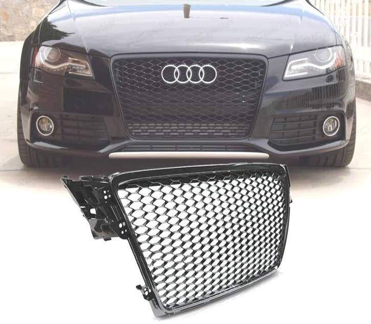 CALANDRE AUDI A4 B8 08-11 LOOK RS NOIR BRILLANT, Auto-onderdelen, Carrosserie, Verzenden
